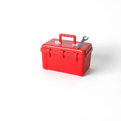 red toolbox isolated on white background. Generative AI