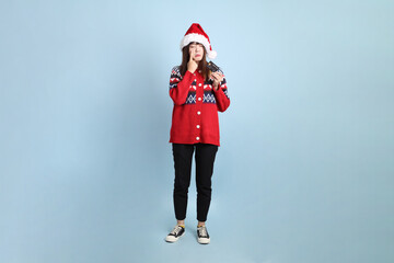 Woman wearing Santa hat