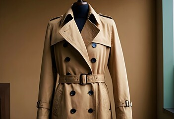 elegant stylish women's coat in a clothing store