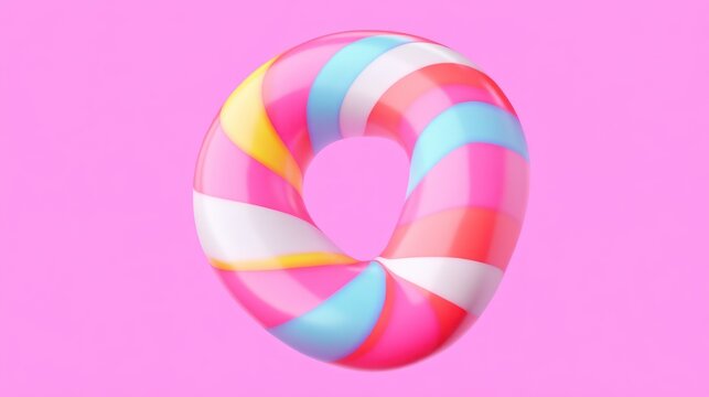 Candy Striped Donut 3D Render