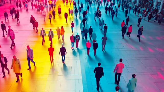 Heatmap of a city's pedestrian traffic, with vibrant colors showing the busiest sidewalks and cooler tones in the less crowded streets. . Video