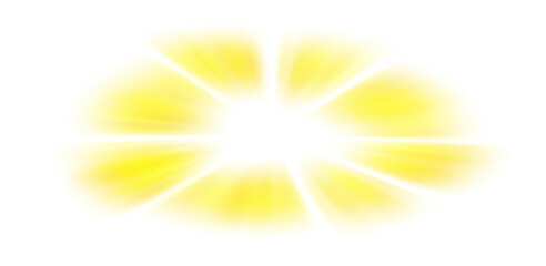 Yellow rays with a little soft gradient effect, soft rays from the center, isolated on a transparent background. Convenient for transformation into a circle. Lighting for a dark background. 