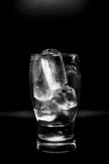 A glass with ice inside