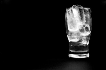 A glass with ice inside