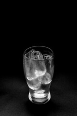 A glass with ice inside
