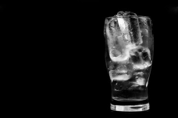 A glass with ice inside