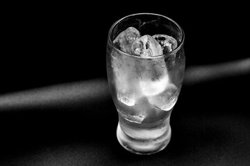 A glass with ice inside