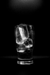 A glass with ice inside