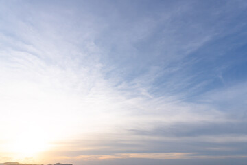 Beautiful morning or evening blue and orange sky while sunsets or sunrises taken at the sea used as...