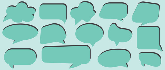 Obraz premium Speech bubbles collection. Message Box Cloud set. Doodle communication icon. White quote Frame. Fun Talk Thinking idea Balloon. Vector illustration