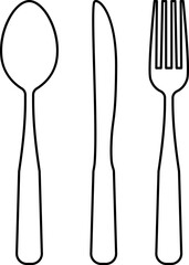 Cutlery icon. Spoon, forks, knife. Vector illustration