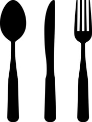 Cutlery icon. Spoon, forks, knife. Vector illustration