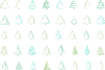 Christmas tree line icon vector. Christmas green tree illustration with star. Christmas tree vector illustration, Tree vector art, xmas tree silhouette, Christmas vector icon.