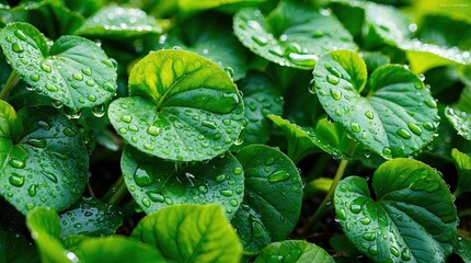 Centella Asiatica Leaves with Dewdrops