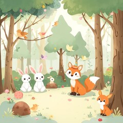 Naklejka premium animals in the woods