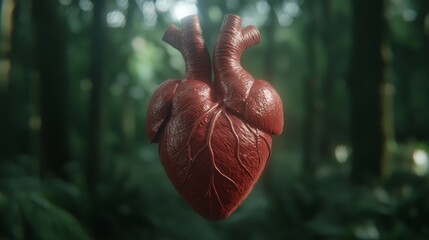 Human Heart Anatomy  Realistic  D Render  Green Background