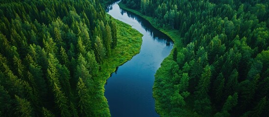 Aerial View Of Trees And A River
