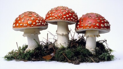 Obraz premium Fly agaric mushrooms Amanita microdosing involves using dried mushrooms in extremely small amounts for potential effects