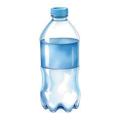 Naklejka premium Water in a plastic bottle, watercolor illustration on white background. Generative AI