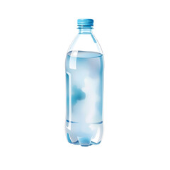 Naklejka premium Water in a plastic bottle, watercolor illustration on white background. Generative AI