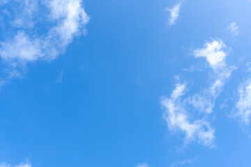 Low angle view of beautiful blue sky with strange shape of clouds in the morning or evening used as natural background texture in decorative art work.