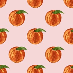 peach seamless pattern, cute, pink background