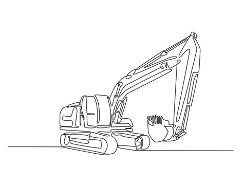 recommend clip art: Continuous one line drawing of excavator. Heavy Construction Equipment single line art vector illustration. Editable vector.