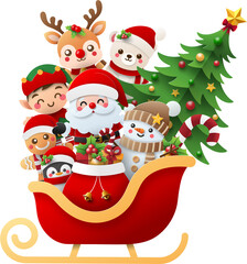 Santa Claus and friend on Sleigh