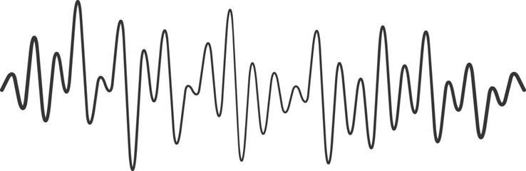 Sleek black sound wave gently oscillates on a white background, illustrating audio. Perfect for sound design and electronic music