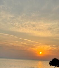 beautiful sunset in the sky over the sea