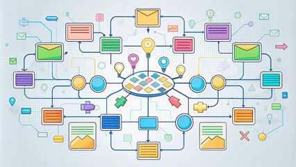 Mind Map Design Template for Presentations and Infographics - Hand Drawn Organizational Chart