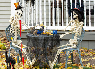 Halloween display outside of the house