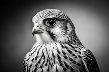 Obraz premium Minimalist Black and White Kestrel Falcon Photography for Retro Aesthetic