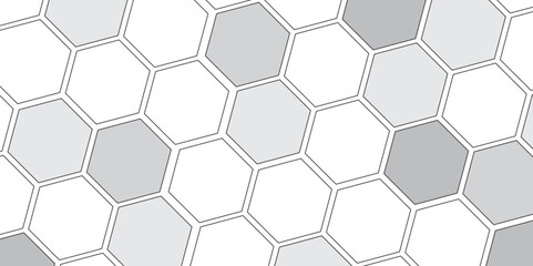 Vector geometric seamless texture symbol. Hexagon, bees hive cells pattern. Bee honey shapes. Abstract pattern with hexagonal white and gray technology line paper background.   Stylish grid texture. 
