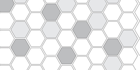 Vector geometric seamless texture symbol. Hexagon, bees hive cells pattern. Bee honey shapes. Abstract pattern with hexagonal white and gray technology line paper background.   Stylish grid texture. 
