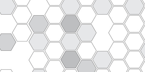 Vector geometric seamless texture symbol. Hexagon, bees hive cells pattern. Bee honey shapes. Abstract pattern with hexagonal white and gray technology line paper background.   Stylish grid texture. 
