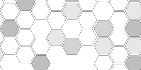 Vector geometric seamless texture symbol. Hexagon, bees hive cells pattern. Bee honey shapes. Abstract pattern with hexagonal white and gray technology line paper background.   Stylish grid texture. 
