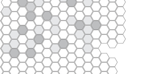 Vector geometric seamless texture symbol. Hexagon, bees hive cells pattern. Bee honey shapes. Abstract pattern with hexagonal white and gray technology line paper background.   Stylish grid texture. 
