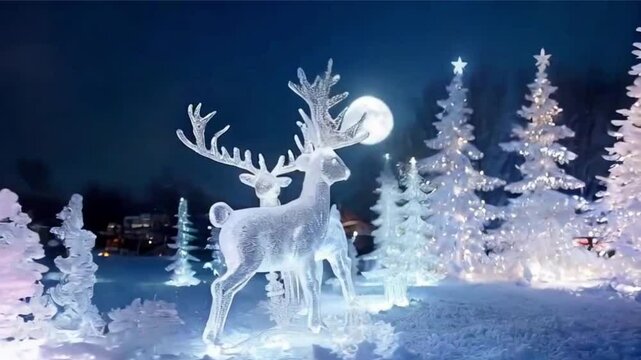 christmas background with deer