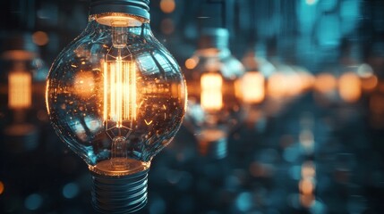 Close-up of a glowing vintage-style light bulb