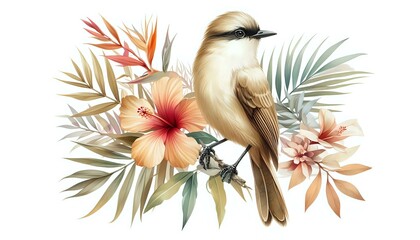 Graceful Songbird Amidst Lush Foliage
