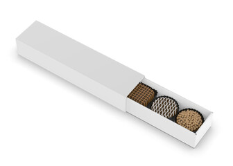 Chocolate gift tin container Blank  template 3d render illustration.