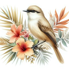 Graceful Songbird Amidst Lush Foliage
