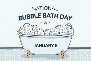 Naklejka premium National Bubble Bath Day celebration with cute bubbly bath illustration