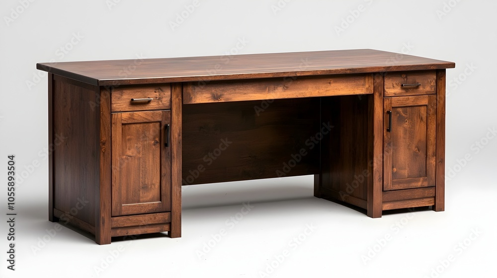Aufkleber a spacious and stylish executive desk with a dark wood finish set against a crisp white background c