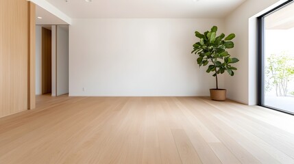Elegant and Tranquil Minimalist Japandi Inspired Living Room Design Featuring Natural Materials Soft Neutral Colors and an Open Calming Atmosphere