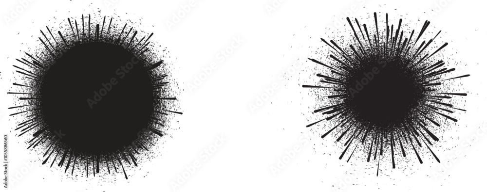 Poster collection of ink splashes for explosion effect .set of black spray paint effect .fireworks explosio
