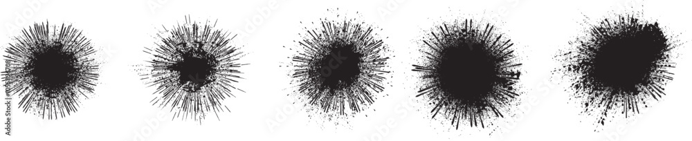 Poster collection of ink splashes for explosion effect .set of black spray paint effect .fireworks explosio