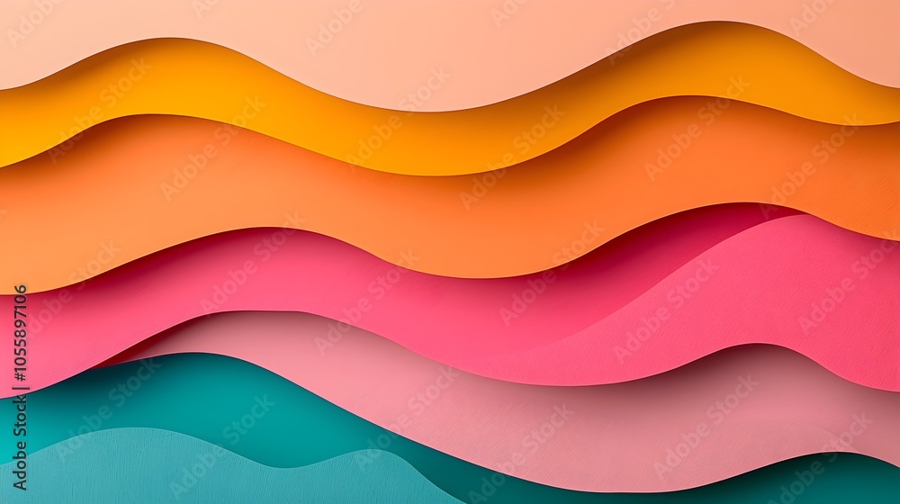 Poster Stunning modern abstract 3D paper cut shapes with dynamic layers vibrant colors and bold visual impact for captivating graphic design digital art or background use