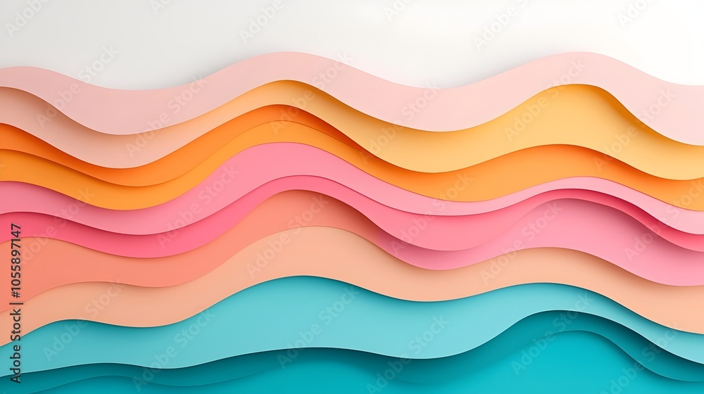 Poster Captivating Modern 3D Paper Cut Abstract Shapes with Vibrant Colors and Dynamic Layering for Bold Visual Impact  Striking digital art composition with geometric forms dimensional textures
